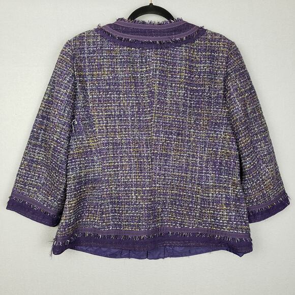 Chicos Size L Boucle Tweed Blazer Jacket Preppy Old Money Tea Office Career - Picture 2 of 10